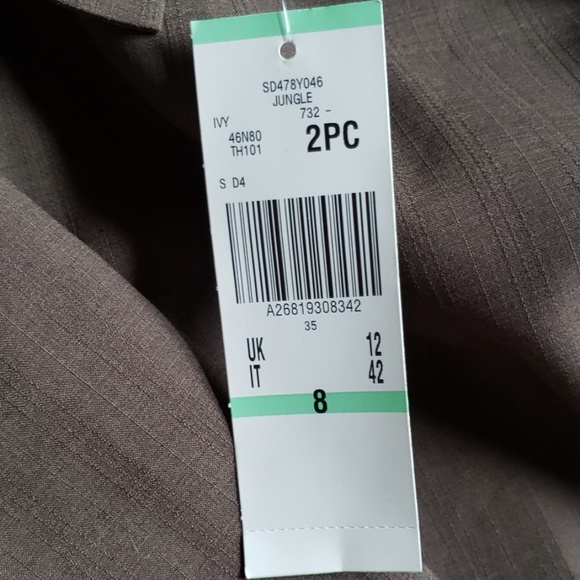 NWT Kasper Sz 8 olive green/brown pantsuit - Picture 4 of 7